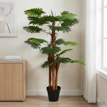 vidaXL Kunstmatige Fan Palmboom Groen 60 x 25 x 170 cm Stof, Verzenden, Nieuw