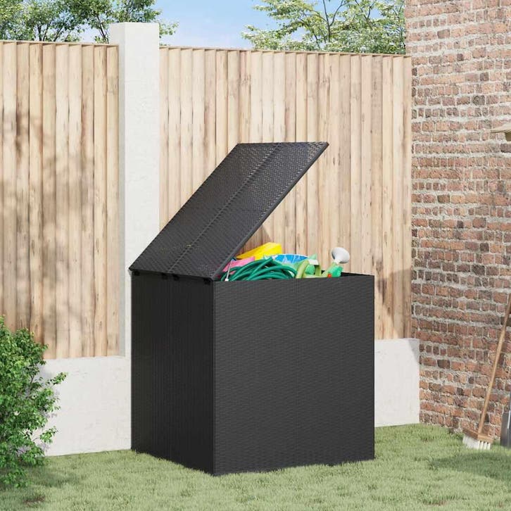 vidaXL Tuinbox 100x97,5x104 cm polyetheen rattan zwart, Tuin en Terras, Overige Tuin en Terras, Nieuw, Verzenden
