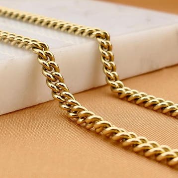 Gouden gourmetschakel ketting, Sieraden, Tassen en Uiterlijk, Kettingen, Ophalen of Verzenden, Gebruikt, Goud, Goud