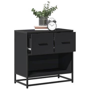 vidaXL Nachtkastje 60x31x60 cm bewerkt hout en metaal zwart, Huis en Inrichting, Slaapkamer | Nachtkastjes, Verzenden, Nieuw, Hout