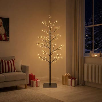 vidaXL Micro berken kerstboom Zwart 150 cm Staal 360 LEDs, Diversen, Verzenden, Nieuw