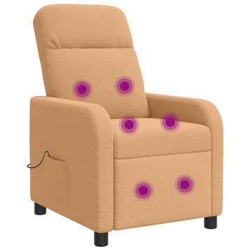 vidaXL Massage Recliner Beige Bouclé, Verzenden, Nieuw