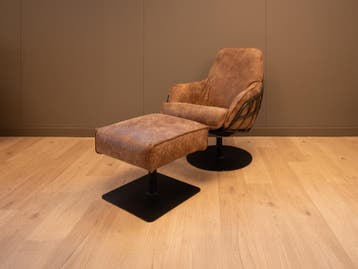 Jurgen fauteuil met hocker leverbaar vanuit de showroom, Minder dan 50 cm, Verzenden, Minder dan 75 cm, Nieuw