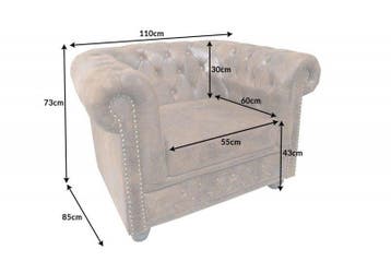 Chesterfield fauteuil 110cm antiekbruin met knoopstiksel en, Huis en Inrichting, Ophalen of Verzenden, Nieuw