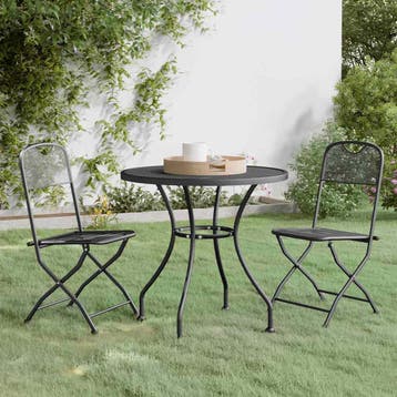 vidaXL 3-delige Tuinset metaalgaas antracietkleurig, Verzenden, Nieuw, 2 zitplaatsen, Tuinset