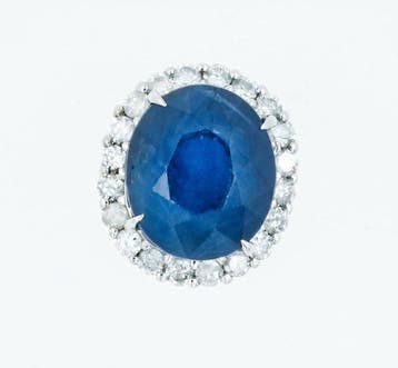 Zonder minimumprijs - Hanger Platina - 2.59ct. tw. Saffier -