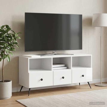 vidaXL TV-kast met lade Hoogglans Wit 102 x 34,5 x 50 cm, Minder dan 50 cm, Verzenden, Nieuw, Minder dan 100 cm