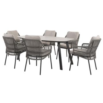 Manolo Alicante dining tuinset 180x95xH75 cm 7 delig, Tuin en Terras, Ophalen of Verzenden, Nieuw