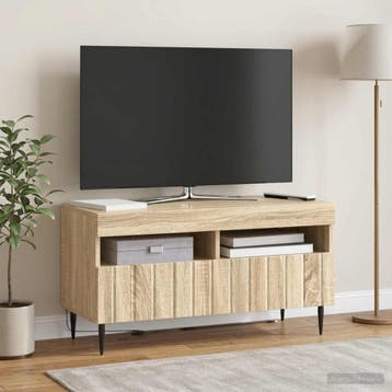 vidaXL LED tv-meubel ZWOLLE 81 x 35 x 43 cm Sonoma Eiken, Minder dan 50 cm, Verzenden, Nieuw, Minder dan 100 cm
