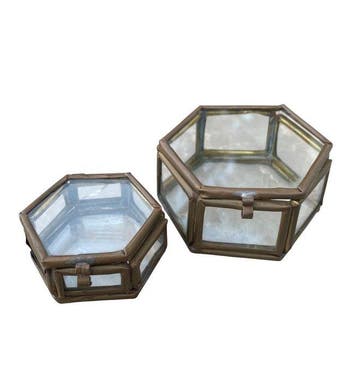 Vitrine (2) - Glas, Messing - Glazen doos, Nieuw