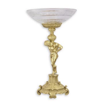 EEN OP BRONS GEMONTEERDE GLAZEN KOM OP VOET (Interieur), Verzenden, Nieuw