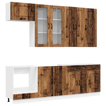 vidaXL Keukenblok KALMAR 8 st Oud hout Bewerkt hout, Verzenden, Nieuw, Bruin