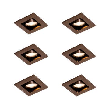Set van 6 Moderne inbouwspot donkerbrons verstelbaar - Qure, Verzenden, Nieuw