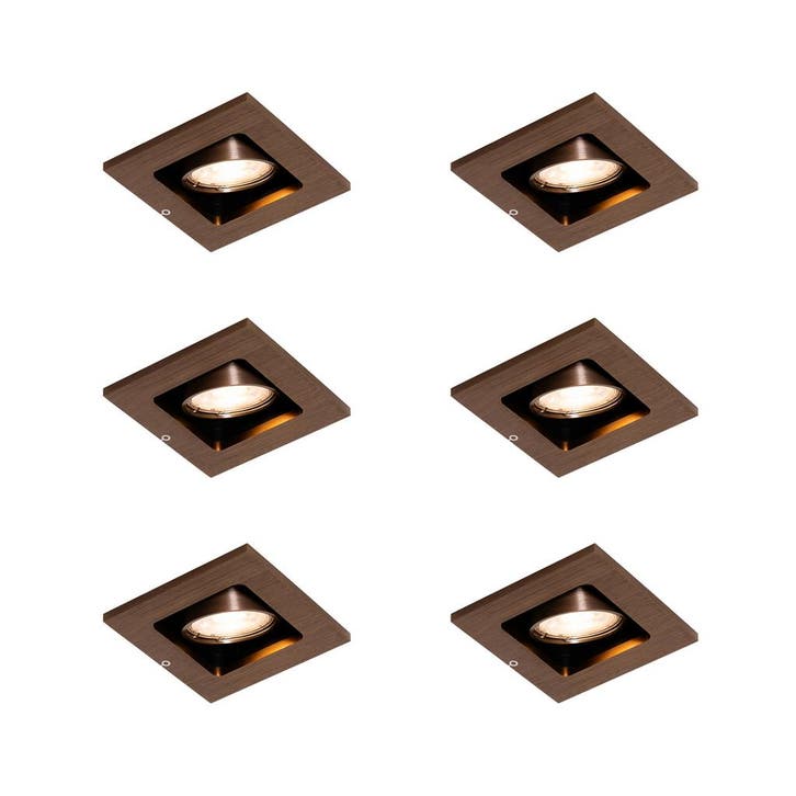 Set van 6 Moderne inbouwspot donkerbrons verstelbaar - Qure, Huis en Inrichting, Lampen | Spots, Nieuw, Verzenden
