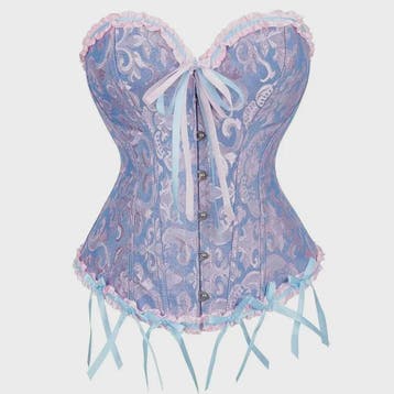 Victoriaans Jacquard Corset Top met Kant en Bloemenprint - S, Kleding | Dames, Ondergoed en Lingerie, Verzenden