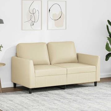 vidaXL Tweezitsbank 120 cm kunstleer crèmekleurig, Verzenden, Nieuw, Tweepersoons, Leer