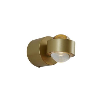 Design wandlamp messing incl. LED IP44 - Lens, Verzenden, Nieuw