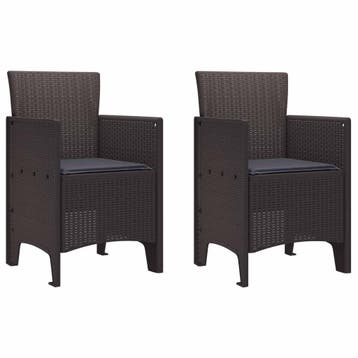 vidaXL Tuinstoel 2 st Bruin Polypropyleen, Verzenden, Nieuw