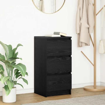 vidaXL Dressoir 37,5x35x76 cm spaanplaat zwart eikenkleurig, Minder dan 50 cm, Verzenden, Nieuw, 25 tot 50 cm