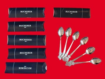 Lepel (6) - Verzilverd - Rolex Espresso Lepel, Antiek en Kunst