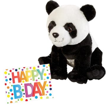 Panda knuffel - pluche - 30 cm - met verjaardagskaart, Verzenden, Nieuw