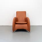 2x Montis Loge Fauteuil Buffaloleder Cognac - Aluminium, Ophalen, 100 tot 125 cm, Zo goed als nieuw, Leer