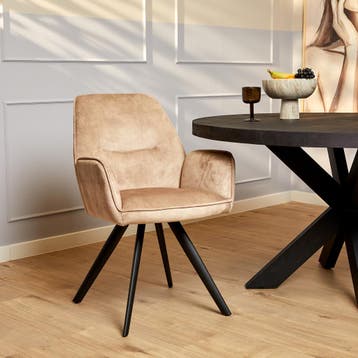 Eetkamerstoel Nova Beige Velvet | Starfurn, Ophalen of Verzenden, Nieuw
