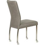 Leren eetkamerstoel Comfort met wieltjes - Granada Steel, Huis en Inrichting, Ophalen of Verzenden, Nieuw, Leer, Modern