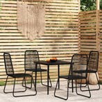 vidaXL 5-delige Tuinset zwart, 4 zitplaatsen, Verzenden, Nieuw, Rvs