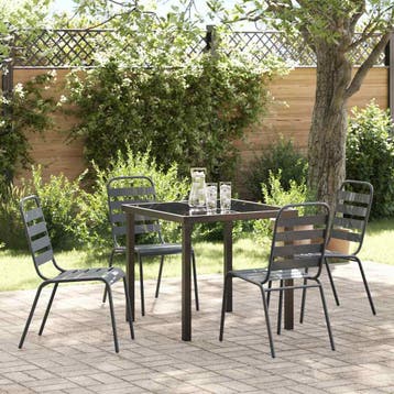 vidaXL Tuin eettafelset 5 pcs Antraciet Gepoedercoat staal, Verzenden, Nieuw, 5 zitplaatsen