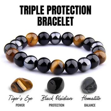 Triple Protection armband voor kracht, balans en bescherming, Verzenden, Nieuw, Bruin, Overige materialen
