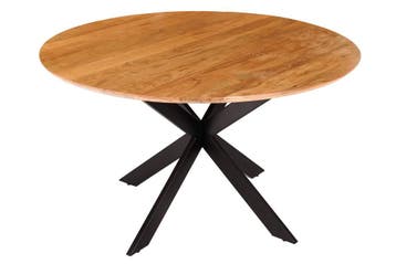 Massief houten eettafel GALAXIE 130 cm rond acacia naturel, Ophalen of Verzenden, Nieuw