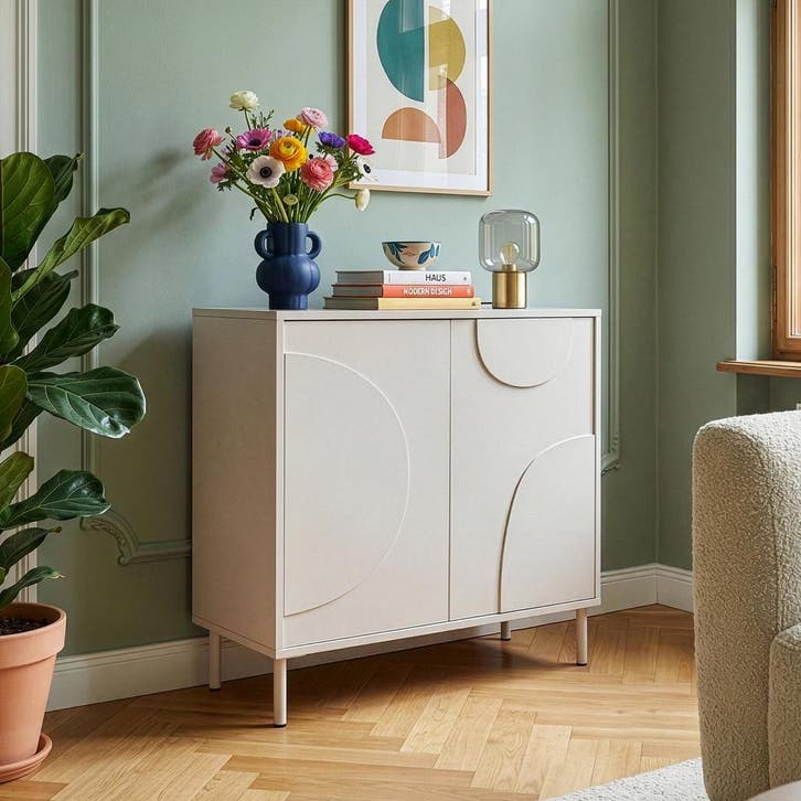Sideboard Holea dressoir 75x70x34 cm beige [en.casa], Huis en Inrichting, Kasten | Dressoirs, Verzenden