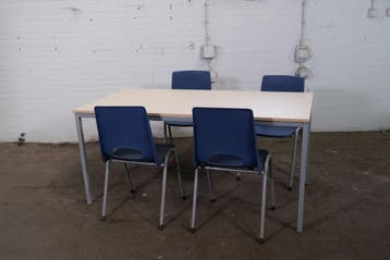 Kantinetafel De Valk ahorn 160x80 cm zilvergrijs frame jong, Verzenden, Gebruikt