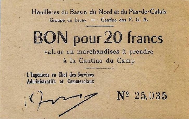 20 Francs France 62 Bruay 20 Francis (1945) Houilleres De..., Postzegels en Munten, Munten | Nederland, Verzenden