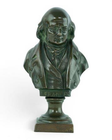 sculptuur, Antique Bust of Pierre-Jean de Béranger - 20 cm -
