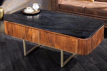 Design salontafel GATSBY 110cm massief mangohout marmeren, Ophalen of Verzenden, Nieuw