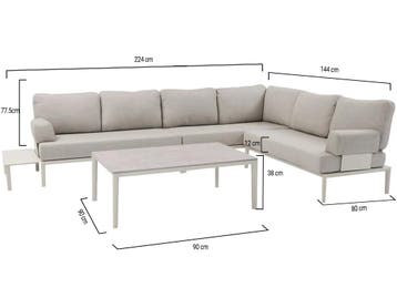 Hong Kong hoek loungeset 5 delig aluminium latte zand, Tuin en Terras, Ophalen of Verzenden, Nieuw, Aluminium