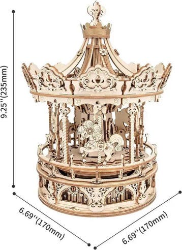 Robotime Romantische Carrousel Houten Modelbouw Muziekdoo..., Verzenden, Nieuw