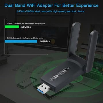 USB 3.0 WiFi Adapter 1300Mbps Dual Band AC met Bluetooth 4.2, Computers en Software, Verzenden, Nieuw