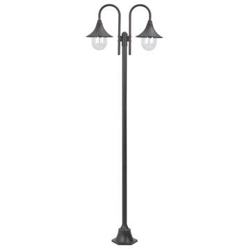 vidaXL Paalverlichting tuin E27 220 cm aluminium brons, Verzenden, Nieuw, Aluminium, Staande lamp