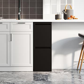 Afvalscheidingskast Sollentuna met 2 vakken zwart 93x33x25 c, Verzenden, Nieuw