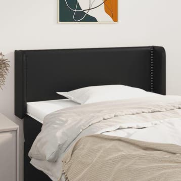 vidaXL Hoofdbord met randen 103x16x78/88 cm kunstleer zwart, Verzenden, Nieuw, Zwart, Overige materialen