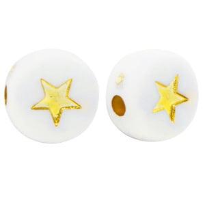 20 x Letterkralen van acryl sterretjes White-gold ca. 7mm..., Ophalen of Verzenden, Nieuw, Kraal