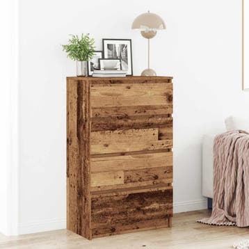 vidaXL Dressoir 60x35x98,5 cm spaanplaat oud hout, Verzenden, Nieuw, Overige houtsoorten, Minder dan 50 cm