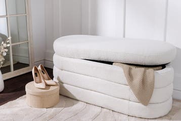 Extravagante gestoffeerde bank VOGUE 115cm crèmewit Bouclé, Huis en Inrichting, Banken | Bankstellen, Ophalen of Verzenden, Nieuw