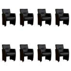 Set van 8 Leren eetkamerstoelen Pleasure - Hermes Nero, Huis en Inrichting, Stoelen, Ophalen of Verzenden, Nieuw, Leer