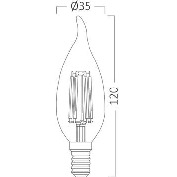 LED Lamp E14 Kaars Filament Gebogen Flame Tip - Brinton -, Led-lamp, Soft of Flame, E14 (klein), Nieuw