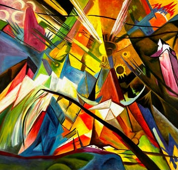 Tirol – Handgeschilderde Interpretatie naar Franz Marc, Ophalen of Verzenden, Nieuw