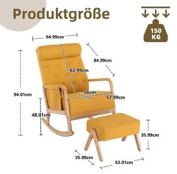 Schommelstoel met Poef – Rotan Look &amp; Comfort Rugsteun, Verzenden, Nieuw